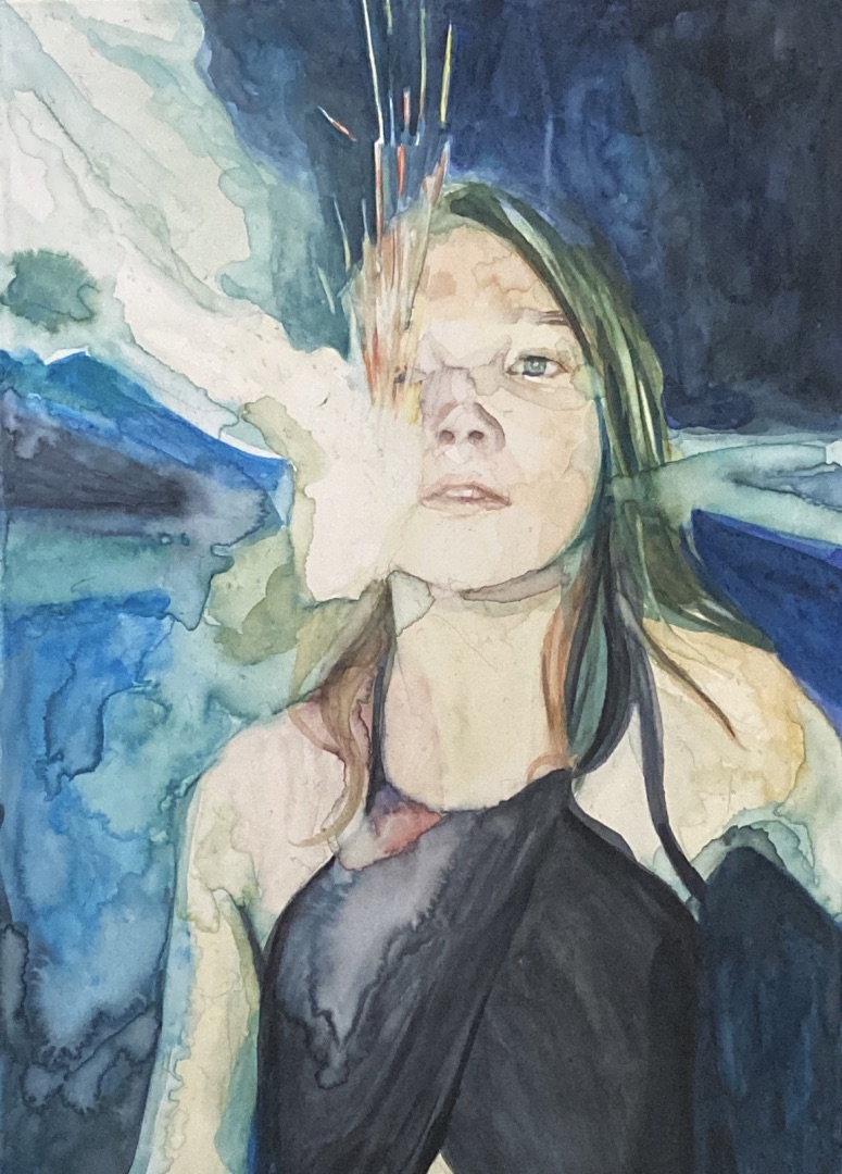 &ldquo;Firestarter&rdquo; — watercolor on panel